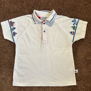 Vintage OshKosh B'gosh White Polo with Colorful Sleeve Accents